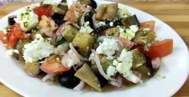 ensalada de berenjena sin ensuciar mucho